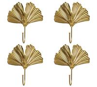 Angoily Wall Hook Coat Hook 4pcs Metal Nordic Style Ginkgo Leaf-Shaped in Golden Colour, Decorative and Functional Can Bear Multiple Items for Apartment or Bathroom Including Hats, Keys