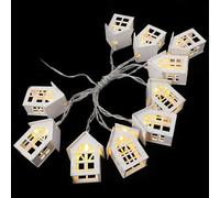 Angoily Warm White Wooden House LED Light String Decorative Lamp for Christmas Tree Party Indoor Wall Window Door Decoration USB Powered