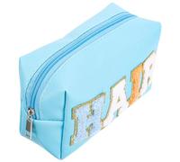 Angoily Waterproof Pu Toiletry Bag for Women with Embroidered Letters, Small Makeup Bag with Good Closure Effect and Large Capacity, for Business Travel and Gym Storage