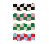 Angoily Wave Plaid Hair Clips Set with Stylish Design for Women 4pcs Resin Material to Decorate and Tidy Hair Random Color for Daily Wearing and Joining The Party