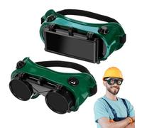 Angoily Welding Goggles 2 Pack Flip-up Welding Glasses with Soft Frame Adjustable Headband Vent Holes and Anti-Scratch Coating for Soldering Grinding Cutting and Eye Protection