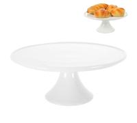 Angoily White Cake Stand, 8.84 Inch Porcelain Cake Stand Vintage Dessert Display Plate, Round Ceramic Serving Tray for Anniversary Wedding Birthday Party