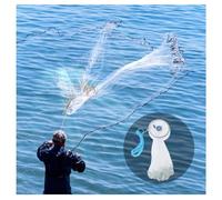 Angoily White Nylon Hand Throw Cast Fishing Net with 360° Automatic Opening Design, Foldable Bait Cast Mesh Trap Net for Freshwater and Saltwater Fishing of Minnows and Crab