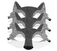 Angoily Wolf Felt Mask, 2pcs Half Face Animal Mask, Felt Wolf Costume for Halloween Masquerade Party, Cosplay And Stage Performance, Grey