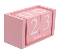Angoily Wooden Perpetual Calendars, Desk Calendar Blocks, Size for Home and Office Desk, Pink Colour Blocks, Manual Date and Month Change