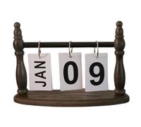 Angoily Wooden Perpetual Desk Calendar with Flip Date Function Wood Construction Natural Grain Design Easy Manual Date Switching for Office Study Home Tabletop Decor