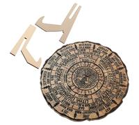 Angoily Wooden Tree Ring Decor Wheel of the Year Calendar Engraved Board Practical Desktop Ornament for Home Office