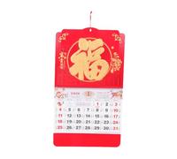 Angoily Year Horse Feng Shui Calendar Fluorescent Red Paper Traditional Lunar Hanging Wall Planner for Chinese Year Decoration Home Office Artful Space Saver