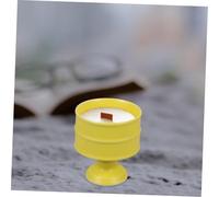 Angoily Yellow Retro Ceramic Candle Holder Pedestal with Tapered Design Dual Use Votive and Dessert Cup for Wedding Party Home Decor Extended Burn