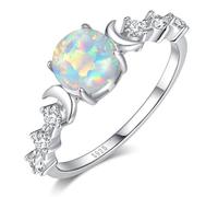 Angol Natural Moonstone Ring for Women 925 Sterling Silver Triple Moon Goddess Engagement Ring Promise Anniversary Birthday Christmas Valentine's Day Gift for Her