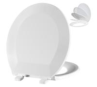 Angol Shiold Round Toilet Seat - Slow Close Hinges, Ergonomic Design with Grip-Tight Bumpers, Safe Easy-Clean PP Material (White, 16.5" Round)