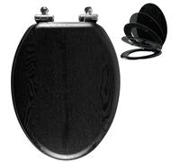 Angol Shiold Toilet Seat ELONGATED Black Molded Wood 18.5“