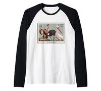 Angola Bird Stamp Collector's Art Design Raglan Baseball Tee