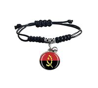 Angola Flag Braided Bracelet Adjustable Nylon Chain Crystal Wristband Souvenir,Fashion Handmade Bracelet for Man & Woman Special Day's Gift
