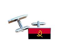 Angola Flag Cufflinks - Angolan National Emblem Gift for Men | Red & Black Flag with Yellow Emblem | Groomsmen Wedding Gift | Gift Box Included | Perfect for Proud Angolans & Collectors