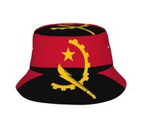 Angola Flag Printed Fashionable Fisherman hat - Light and Breathable Sun hat, Sun Protection and Versatile Black