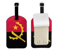 Angola Flag PU Leather Luggage Tag, Double-Sided Personalised Travel Suitcase Tag with Privacy Cover