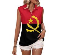 Angola Flag Women Sleeveless Sports Golf Yoga Shirt Polo Tank Top Workout Running T-Shirts S