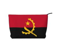 Angola Flag Zipper Closure Corduroy Makeup Bag Multifunctional Organizer 22x7x17cm for Travel Camping Vacation Fitness