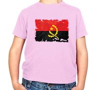 Angola Grunge Style Flag - Childrens/Kids Crewneck T-Shirt - Light Pink - S (5-6 Years)