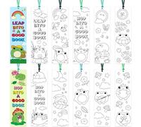 ANGOLIO 123Pcs Cute Frog Color Your Own Bookmarks for Kids Spring Frog Theme DIY Coloring Blank Bookmark Classroom Art Craft Supplies for Back to School Students Gift Party Reward Goodie Fillers