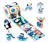 ANGOLIO 300Pcs Winter Sticker Crafts, DIY Arctic Animals Scene Penguin Polar Bear Deer Shaped, Make a Sticker Ornament kit for Kids Christmas Birthday Educational Gifts Classroom Rewards