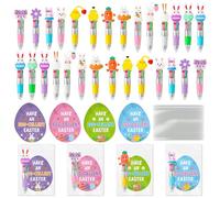 ANGOLIO 84PCS Easter Gifts Bulk Cartoon 4 in 1 Multicolor Ballpoint Pens with Greeting Cards for Easter Party Favors Basket Stuffers Goodie Bag Filler School Supplies Students Rewards Classroom Gifts