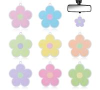 ANGOLIO 8pc Flowers Car Air Freshener - Colorful Incense Chips Scented Ornament, Rearview Mirror Fragrance Hanging Slice Sakura Lavender Vanilla Scent for Vent Aromatic Car Interior