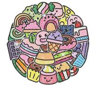 ANGOLIO Dessert Diamond Art Stickers - 30Pcs 5D DIY Diamond Stickers Arts Cake Ice Cream Donuts Painting Crystal Full Drill Diamond Stickers Crafts Kits for Kids Classroom Party Decorations