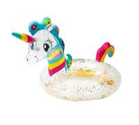 ANGOLIO Unicorn Float Inflatable Pool Ring with Glitters Swimming Seat Boat Giant Swimming Pool Inflatable Toys Summer Party Toys Outdoor Beach Water Lounge Raft Summer Holiday for Kids