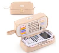 ANGOOBABY Big Capacity Large Pencil Case Canvas Pen Pouch Bag with 2 Compartments for Girls Boys Teen School Students Adults - Khaki