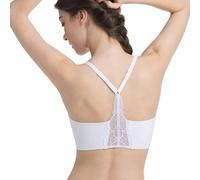 ANGOOL Jelly Bra for Women Non Wired Push Up Seamless Lace Racerback Bra Full Coverage Wireless Comfort T-Shirt Bralette, White, S