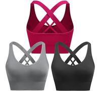 ANGOOL Sports Bras Women Criss-Cross Back Yoga Bra | Cross Back, Medium-High Impact, Wireless, Longline, Removable Pads, Breathable, Mid Support, Workout, Fitness