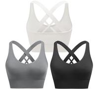 ANGOOL Sports Bras Women Criss-Cross Back Yoga Bra | Cross Back, Medium-High Impact, Wireless, Longline, Removable Pads, Breathable, Mid Support, Workout, Fitness