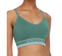 ANGOOL Women's Wireless Seamless Sports Bra, Padded Racerback Adjustable Straps Longline Yoga Gym Training Bra, Green, M