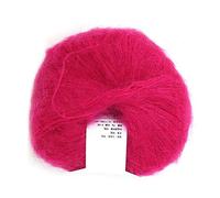 Angora Wool Yarn - Soft Mohair for Knitting and Crochet, Popular Long Fiber for Weaving (14 Rose Red)