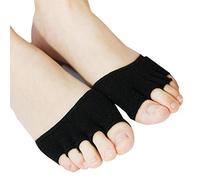 Angoter 1Pair Women Girls Non Slip Invisible Half Footie Open Toe Socks Liner Cotton Socks For High Heels Sandal (Black)
