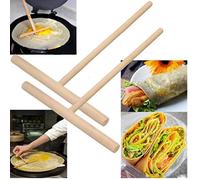 Angoter 2 Pcs Wooden Crepe Maker Pancake Batter Spreader Stick Kitchen Cooking Utensils Tools for Restaurant Canteen Specially Supplies