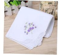 Angoter 6 PCS Vintage Cotton Ladies Embroidered Lace Handkerchief Women Floral Hanky