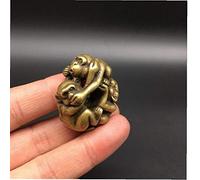 Angoter Collectable Chinese Brass Carved Animal Zodiac Monkey Three Monkeys Playing Acrobatics Exquisite Small Statue