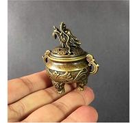 Angoter Copper Statue Collectable Chinese Brass Carved Animal Dragon Pattern Three Incense Burner Censer Exquisite Small Statues