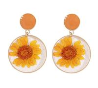 Angoter Daisy Earrings Round Circle Drop Dangle Hook Earrings Acrylic Jewelry Gift for Women