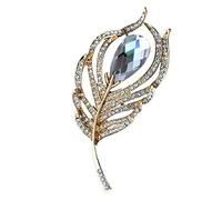 Angoter Peacock Feather Brooch Crystal Plated Coat Wedding Rhinestone Brooch Pin for Women Clothing Accessories