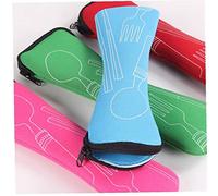 Angoter Portable Chopsticks Spoon Fork Cutlery Bag for Dinner Travel Camping Tableware Random Color