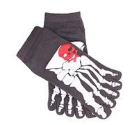 Angoter Skeleton Bones 5 Toe Punk Socks Skull Toe Socks Halloween Crew Ankle Sock for Men Dark Grey