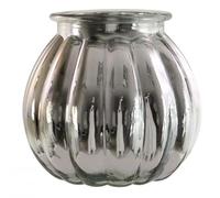 AngraveHome Round Bubble Mirrored Silver Ribbed Vase Jar Home Decoration Decor Ornament (14cm)