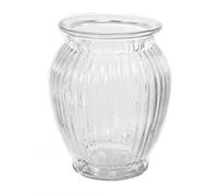 AngraveMemorials Round Ribbed Clear Glass Flower Bud Vase Jar Home Decoration Decor Ornament (18cm)