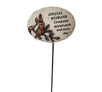 AngraveMemorials Special Husband Loved and Missed Robin Bird Memorial Tribute Stick Graveside Plaque