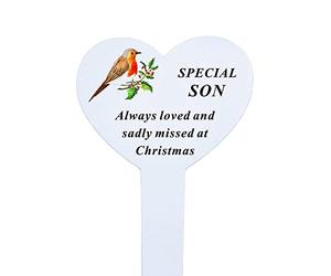 AngraveMemorials Special Son Christmas Memorial Stake 'Always loved and sadly missed at Christmas' Wood 23cm x 13cm
