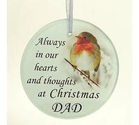 Angraves Dad Christmas Robin Memorial Tree Hanging Decoration Gift Plaque Momento Tribute Ornament